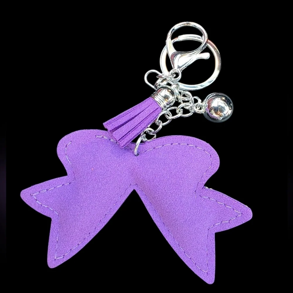 Purple Rhinestone Bow Bag Charm | Keychain